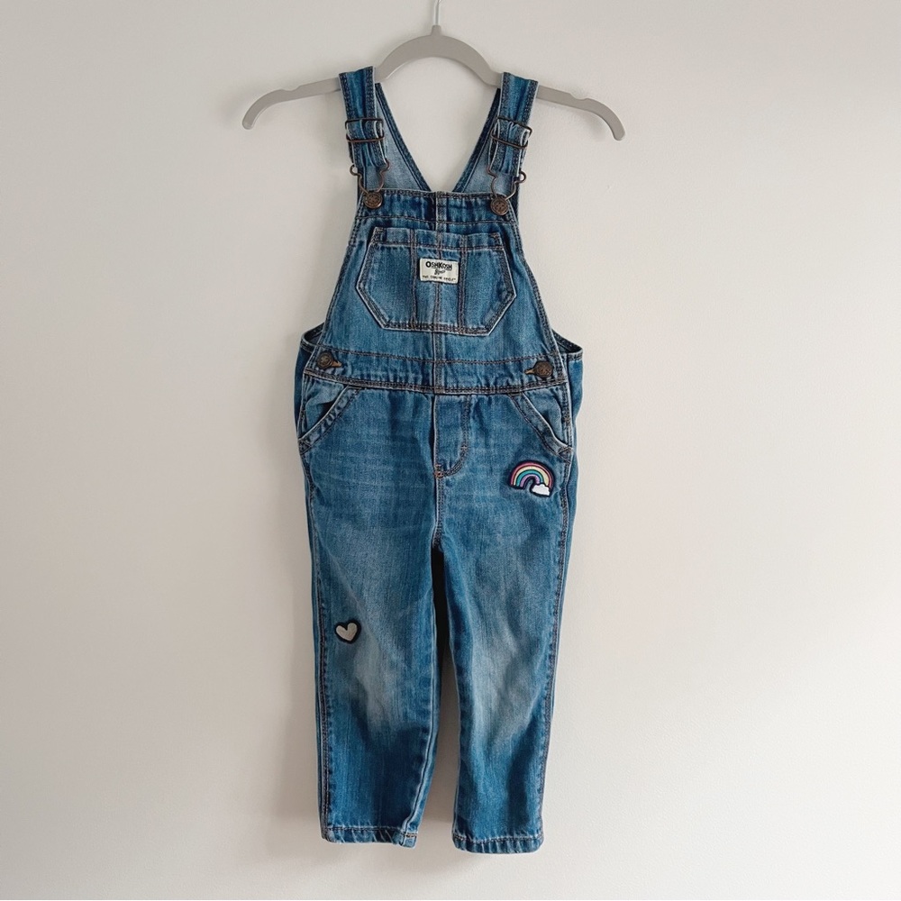 OshKosh B’Gosh Denim Overalls with Patches - 2T